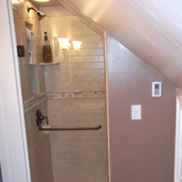 shower to a family room and house